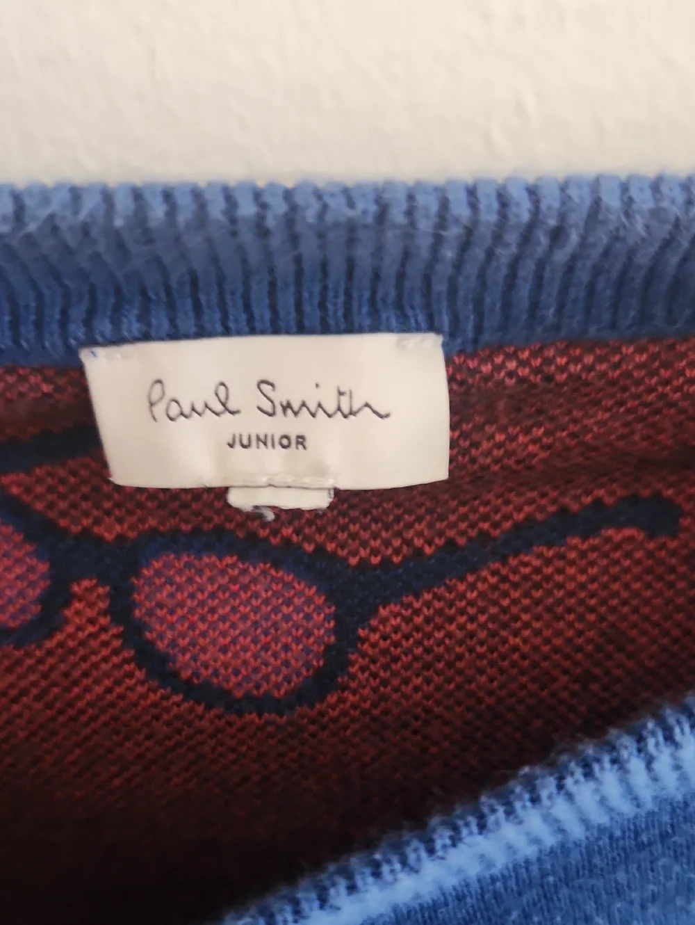Paul Smith Junior Blue Crewneck Sunglasses-Print Sweater Size 6